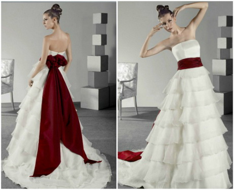 Vestido de novia blanco con rojo