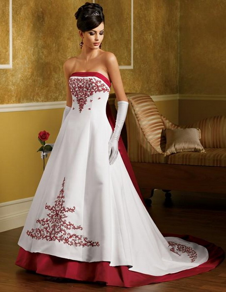 Vestidos blanco con rojo