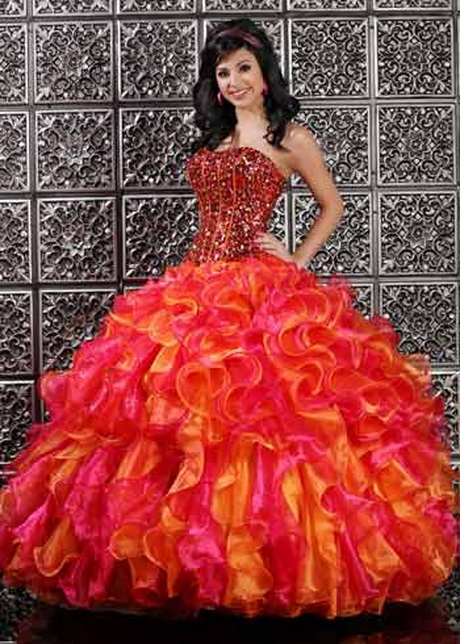 Vestidos de 15 años anaranjados