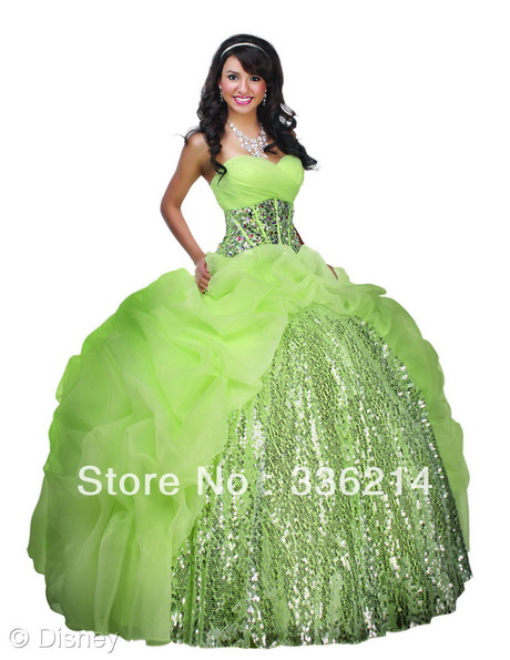 Vestidos de 15 años color verde manzana