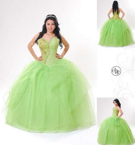 Vestidos de 15 años verde manzana