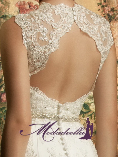 Vestidos de novia de encaje con escote en la espalda