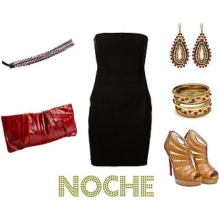 Vestido negro con accesorios