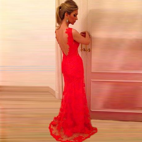 Vestidos de fiesta encaje rojo