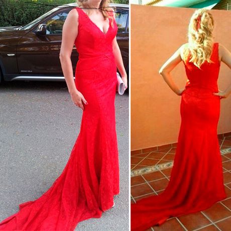 Vestidos de fiesta encaje rojo