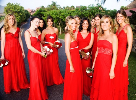 Vestidos de damas de honor rojos