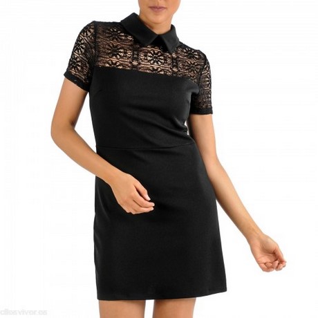 Vestido negro cuello camisa