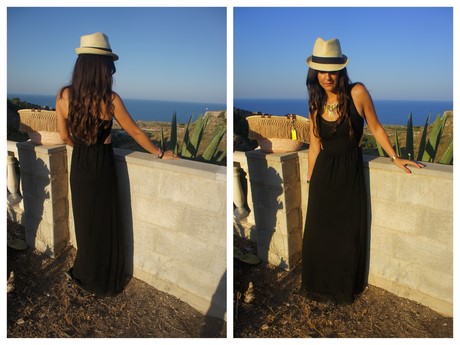 Vestido negro largo hippie