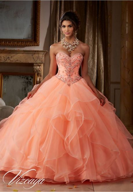 Vestidos de quinceañera color coral