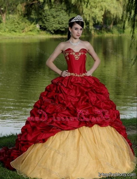 Red And Gold Quinceanera Dresses