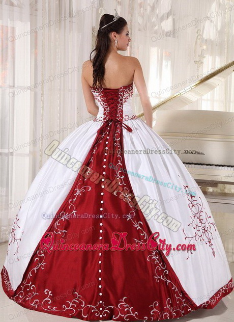 Red and white quinceanera dresses