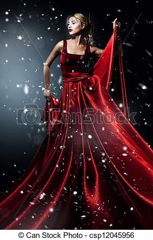 Mujer de vestido rojo