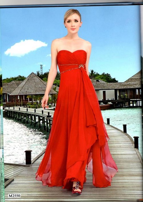 Vestido boda rojo largo