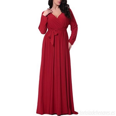 Vestido largo rojo manga larga