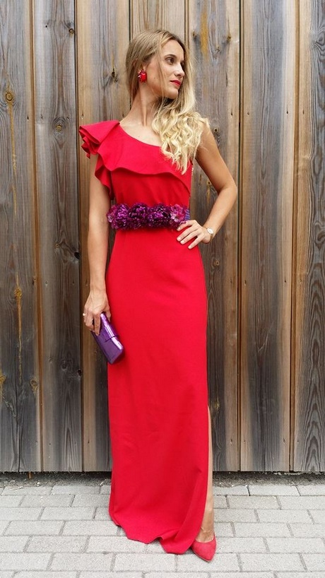 Vestido rojo boda noche