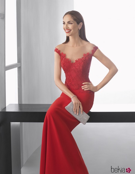 Vestidos de encaje rojo 2017