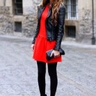 Vestido rojo con abrigo