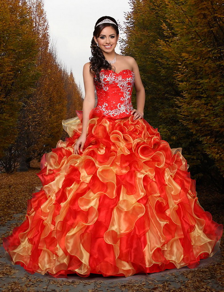 Red and gold quinceanera dresses - Estilo y Belleza